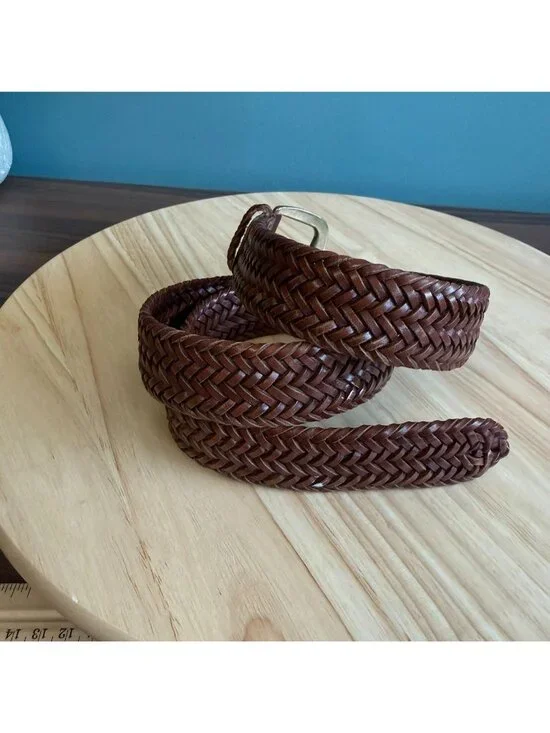 Polo Ralph Lauren Womens Braided Leather Belt With Brass Buckle Size 32 - Picture 7 of 16